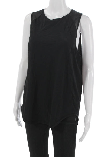 Designer Womens Basic Black Tank Sleeveless Round Neck Polyester Size S