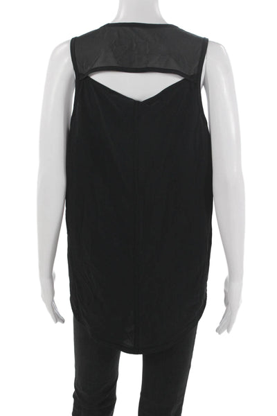 Designer Womens Basic Black Tank Sleeveless Round Neck Polyester Size S
