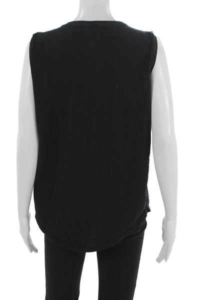 Lululemon Women Basic Black Sleeveless Tank Polyester Crew Neck Size 10