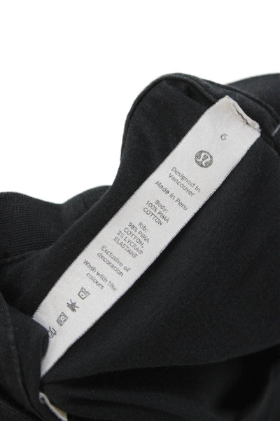 Lululemon Womens Black Pima Cotton Crew Neck Long Sleeve T-Shirt Basic Size 6
