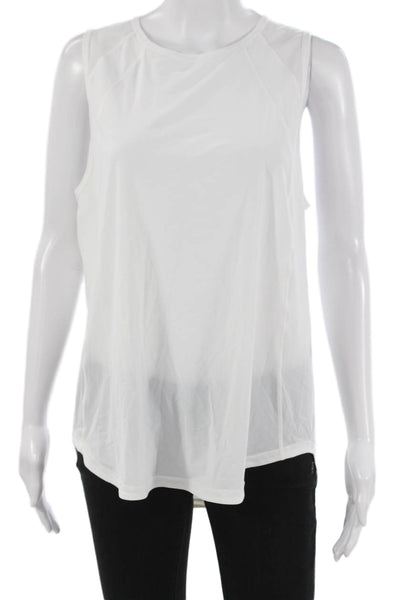 Lululemon Women White Basic Sleeveless Tank Polyester Round Neck Size S