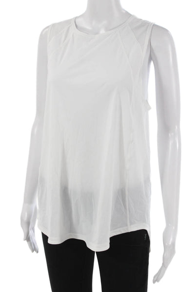Lululemon Women White Basic Sleeveless Tank Polyester Round Neck Size S