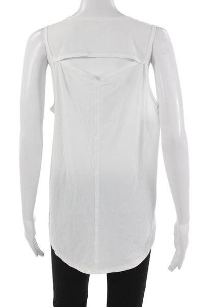 Lululemon Women White Basic Sleeveless Tank Polyester Round Neck Size S
