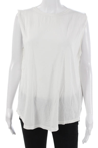 Lululemon Women Basic Sleeveless White Cotton Crewneck Tank Size 8