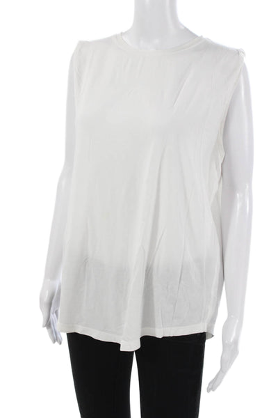 Lululemon Women Basic Sleeveless White Cotton Crewneck Tank Size 8