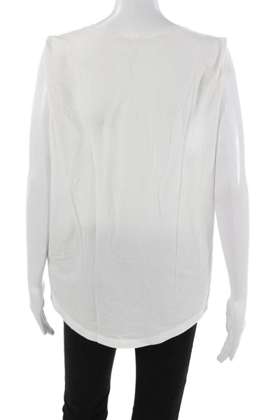 Lululemon Women Basic Sleeveless White Cotton Crewneck Tank Size 8