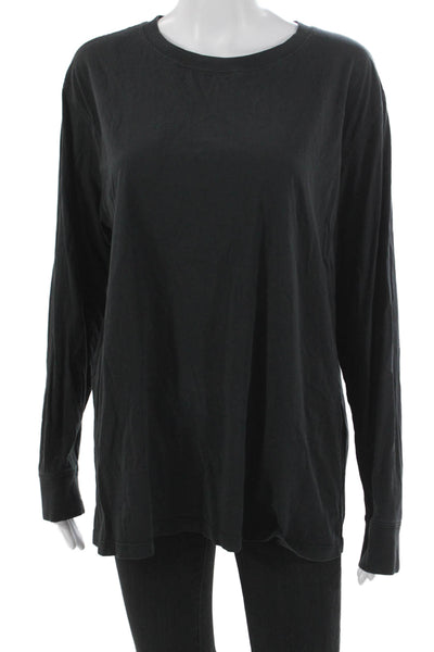 Lululemon Women Black Long Sleeve Crew Neck Cotton T Shirt Preowned Size 10