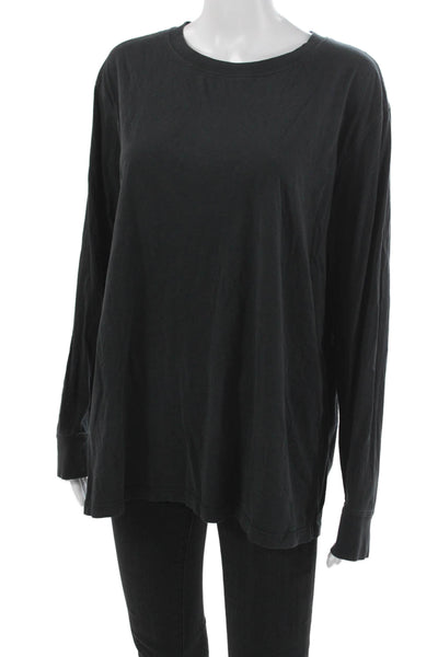 Lululemon Women Black Long Sleeve Crew Neck Cotton T Shirt Preowned Size 10