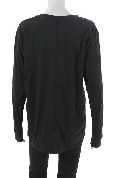 Lululemon Women Black Long Sleeve Crew Neck Cotton T Shirt Preowned Size 10