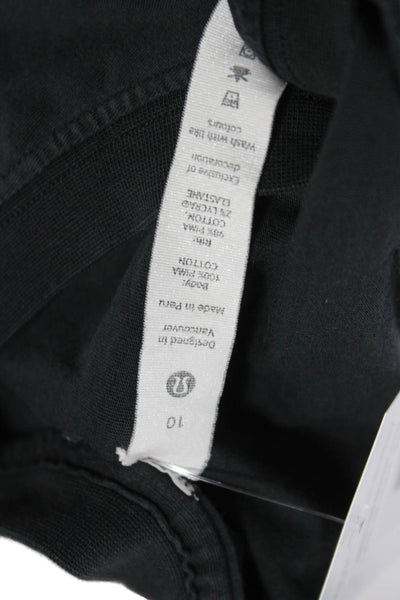 Lululemon Women Black Long Sleeve Crew Neck Cotton T Shirt Preowned Size 10