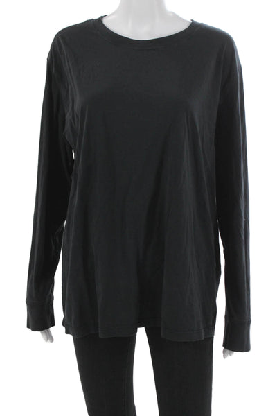 Lululemon Women Basic T-Shirt Black Cotton Crew Neck Long Sleeve Size 10