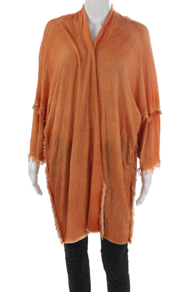 Jarbo Women Orange V-Neck Wool Cardigan Long Sleeve Size One Size