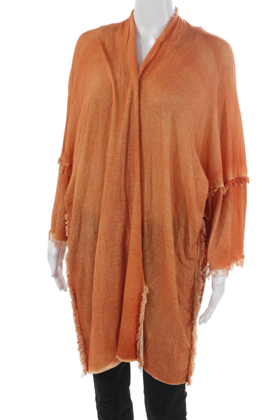 Jarbo Women Orange V-Neck Wool Cardigan Long Sleeve Size One Size