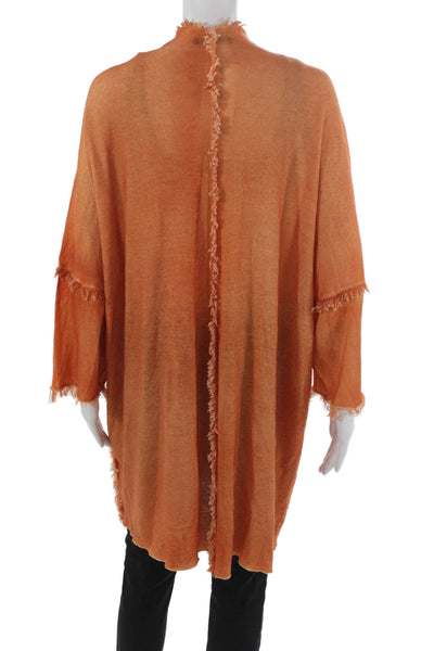 Jarbo Women Orange V-Neck Wool Cardigan Long Sleeve Size One Size