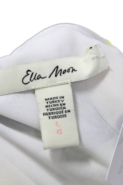 Ella Moon Womens Wrap Dress White Floral V Neck Long Sleeve Knee Length Size L