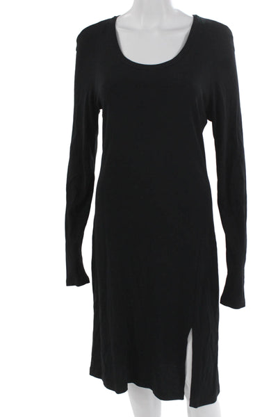 Donna Karan Signature Women Sheath Dress Black Scoop Neck Long Sleeve Size S