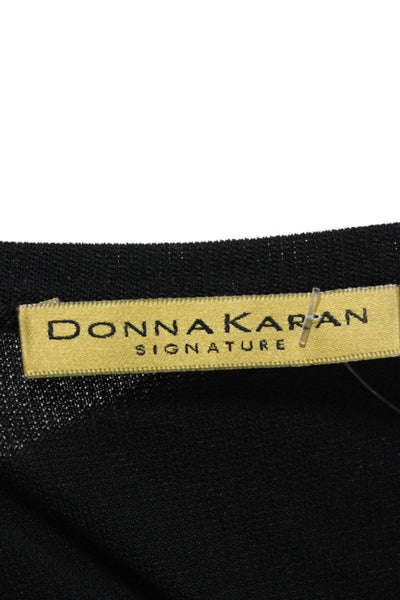 Donna Karan Signature Women Sheath Dress Black Scoop Neck Long Sleeve Size S