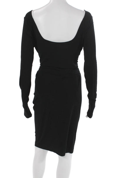 Donna Karan New York Women Wrap Dress Black Long Sleeve Viscose Tie Size S