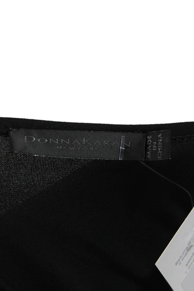 Donna Karan New York Women Wrap Dress Black Long Sleeve Viscose Tie Size S