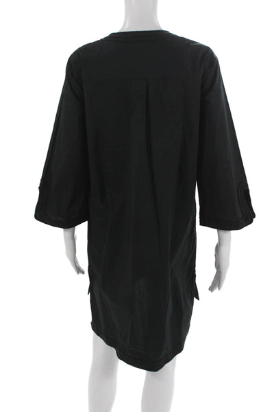 Banana Republic Womens Black V-Neck Shift Dress 3/4 Sleeve Cotton Size XS