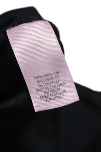 Calypso Saint Barth Womens V-Neck Linen Tunic Black 3/4 Sleeve Size L