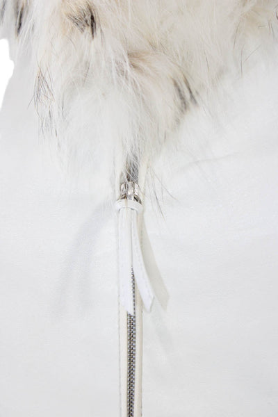 J. Mendel Women White Leather Vest Zip Short Sleeve Size S