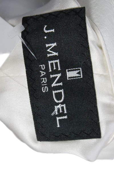 J. Mendel Women White Leather Vest Zip Short Sleeve Size S