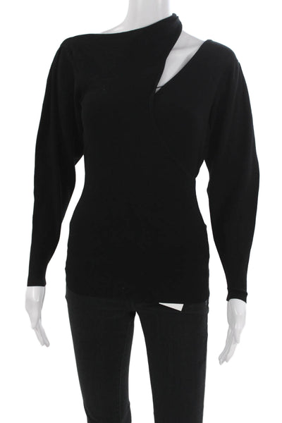 A.L.C. Womens Black One Shoulder Long Sleeve Viscose Basic Blouse Petite Size S