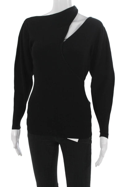 A.L.C. Womens Black One Shoulder Long Sleeve Viscose Basic Blouse Petite Size S
