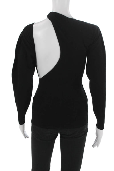 A.L.C. Womens Black One Shoulder Long Sleeve Viscose Basic Blouse Petite Size S