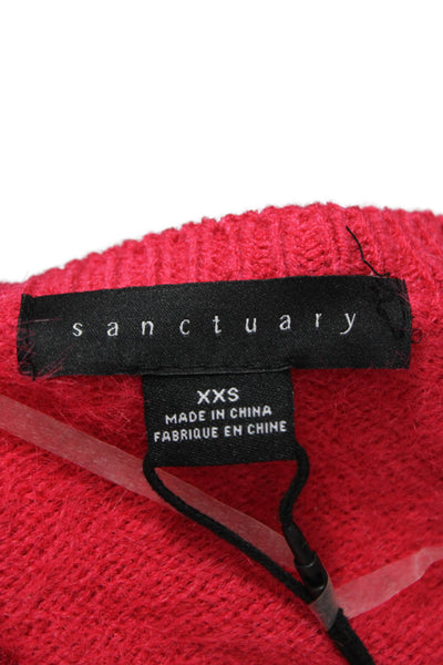 Sanctuary Womens Red Pullover Sweater Crew Neck Nylon Long Sleeve Size 2XS