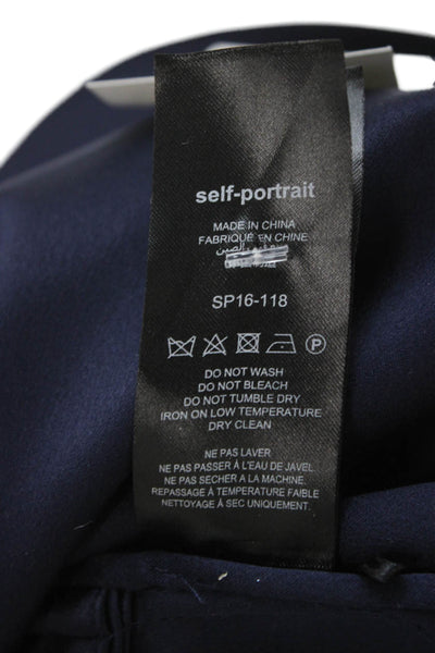 Self Portrait Women Tunic Off the Shoulder Blue Short Sleeve Button Size 6