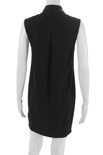Haute Hippie Womens Shift Dress Black Collared Lace Up Sleeveless Size XS
