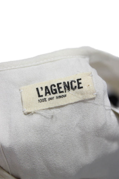 L'Agence Womens Blouson Dress White Silk Sleeveless Round Neck Size S