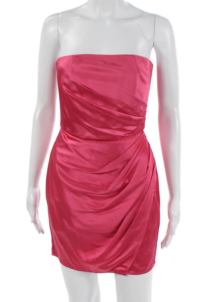 SAULEE Womens Mini Dress Pink Square Neck Sleeveless Zip Acetate Size 2