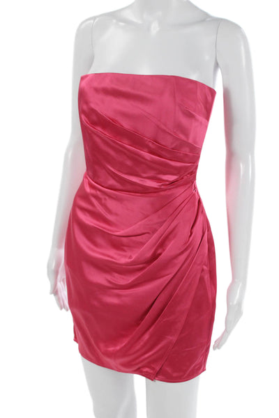 SAULEE Womens Mini Dress Pink Square Neck Sleeveless Zip Acetate Size 2