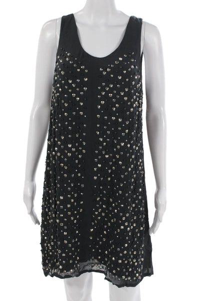 French Connection Women Shift Dress Black Sleeveless Short Size 12