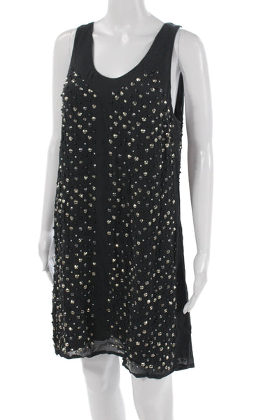French Connection Women Shift Dress Black Sleeveless Short Size 12