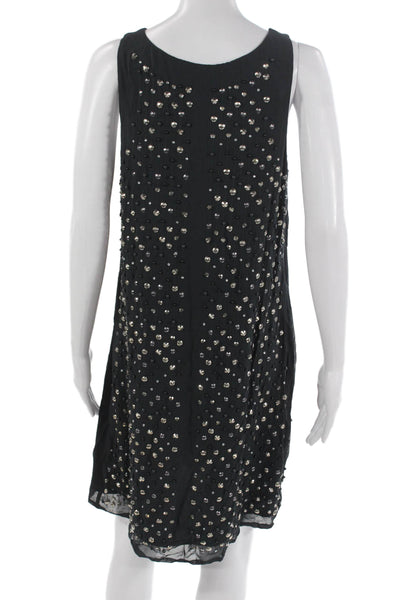 French Connection Women Shift Dress Black Sleeveless Short Size 12