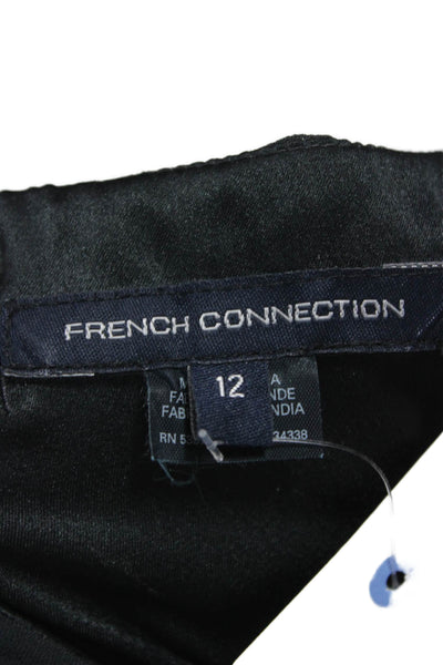 French Connection Women Shift Dress Black Sleeveless Short Size 12