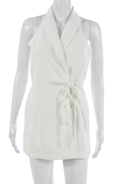 Zara Womens White Viscose Halter Tie Wrap Dress Sleeveless Size XS