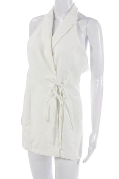 Zara Womens White Viscose Halter Tie Wrap Dress Sleeveless Size XS