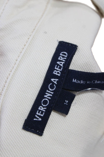 Veronica Beard Women Shirt Dress Ivory Cotton Short Sleeve Size 14