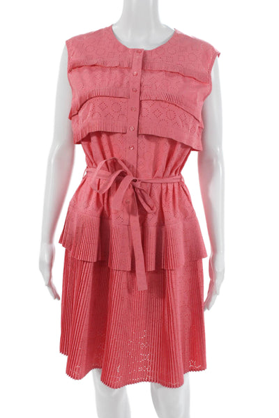 Paule Ka Women Shirt Dress Pink Cotton Sleeveless Size 46