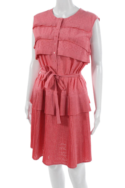 Paule Ka Women Shirt Dress Pink Cotton Sleeveless Size 46