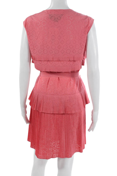 Paule Ka Women Shirt Dress Pink Cotton Sleeveless Size 46