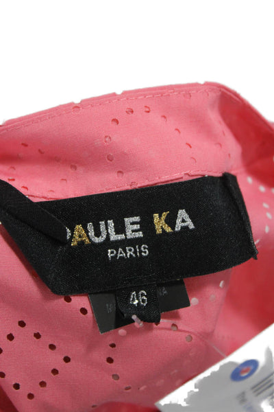 Paule Ka Women Shirt Dress Pink Cotton Sleeveless Size 46