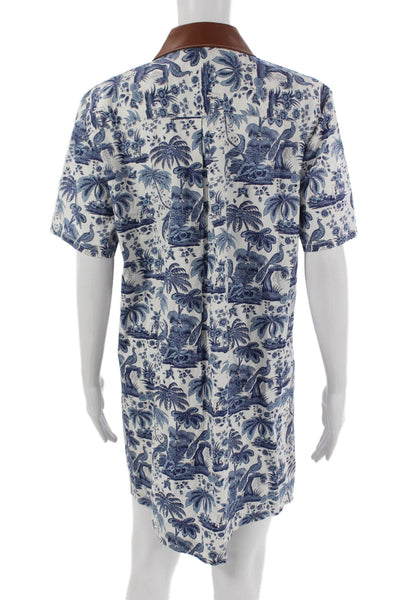 Staud Women Shirt Dress White Cotton Short Sleeve Collared Button Size M
