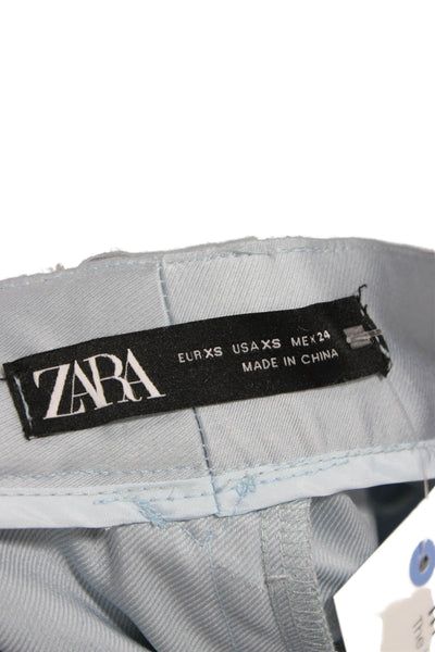 Zara Women Dress Pants Blue Polyester Solid Zip Size XS