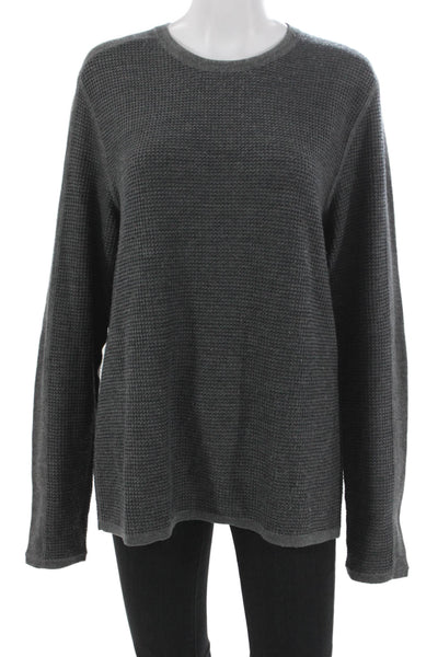 Vince Mens Wool Pullover Crew Neck Solid Long Sleeve Sweater Size L Gray